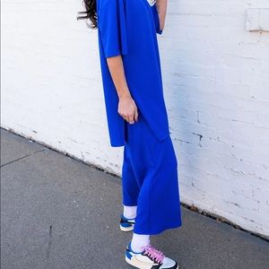 Dressed in LALA - Lex Ribbed Leisure Set in Royal Blue